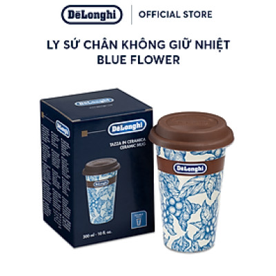 [Hàng chính hãng] Ly sứ chân không giữ nhiệt DeLonghi (Blue Flower/ Thermal Mug/ Coffee Shop/ Multi-coloured)