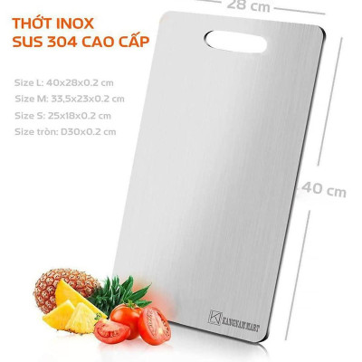 Thớt Inox 304 Cao Cấp KHông Gỉ- Size 33,5x23cm , Kháng Khuẩn, Chống Ẩm Mốc, Thớt Nhà Bếp- Hàng Loại 1.  Chính Hãng