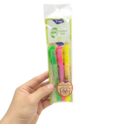 Vỉ 3 Bút Dạ Quang - Thiên Long HL-03 - Quét QR Xem Khuyến Mãi (Mẫu Bao Bì Giao Ngẫu Nhiên)