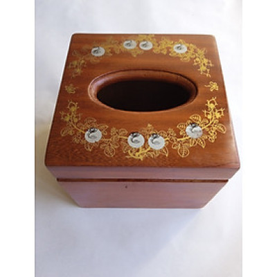 Hộp đựng giấy ăn NH HOME vuông gỗ hương.