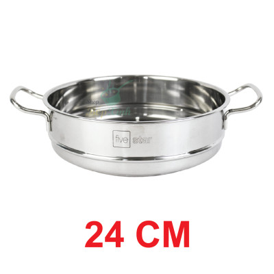 Combo Bộ nồi inox 304 và xửng hấp cao cấp  Fivestar Plus 5 món nắp kính ( 1nồi 16cm x1nồi 18cm x1nồi 20cm x1nồi 24cm x 1thân xửng 24cm) , tặng 1 vá canh 