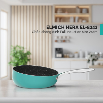 Chảo chống dính Full induction Elmich Hera đày từ size 20/24/26/28cm - Chảo chống văng dầu hàng chính hãng bảo hành 2 -10 năm