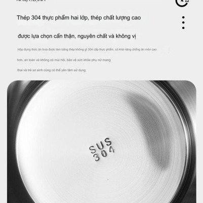 Hộp Cơm Giữ Nhiệt YADEL phong cách Nhật Bản, Inox 304 Chống Tràn Cách Nhiệt 6 Lớp, Chống Bỏng 2 Lớp, Giữ nhiệt lên tới 12h + Tặng đũa thìa inox - Hàng nhập khẩu