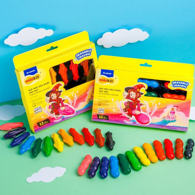 Hộp 12 Sáp Màu Rửa Được Hạt Đậu Colorkit - Thiên Long PCR-C017/AK