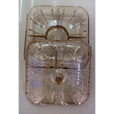 Khay đựng mứt tết  bằng nhựa trong Acrylic màu vàng