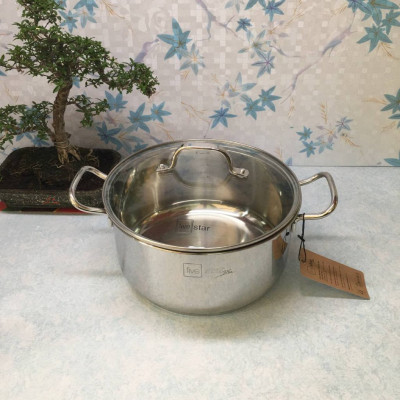 Nồi inox 304 5 đáy nắp kính Fivestar 24cm - Hàng chính hãng