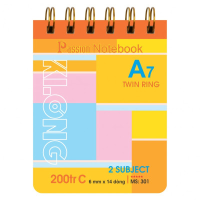 Sổ lỗ kép Klong A7 200tr Bìa Nhựa KLONG; MS: 301