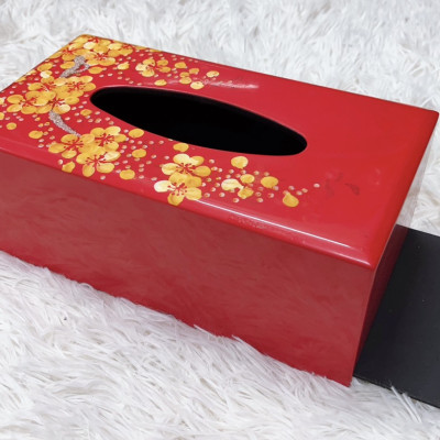 Hộp đựng khăn giấy chữ nhật sơn mài cao cấp Thanh Bình Lê đựng giấy để trong phòng khách hay nhà ăn, đẹp mắt và sang trọng