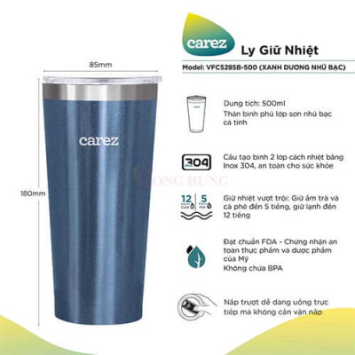 Ly giữ nhiệt Carez 500ml ITC228S - Hàng chính hãng