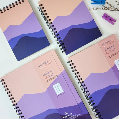 Sổ Lò Xo Giấy Trơn - 160 Trang 10 x 15 cm 80gsm - Nature On Sunset - The Sun 02