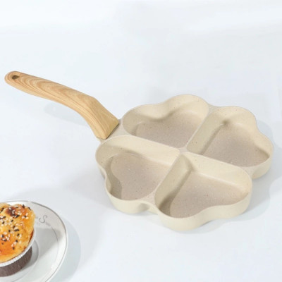  Chảo đá tình yêu chia 4 ngăn chống dính -chảo đá chiên trứng cán gỗ dùng cho bếp từ,ga,hồng ngoại - HÀNG CHÍNH HÃNG MINIIN