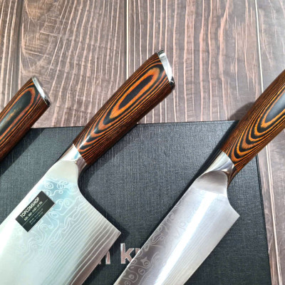 DAO - BỘ 3 DAO BẾP NHẬT BẢN THÉP DAMASCUS MÃ A9 DT2 nt topcomshop vn