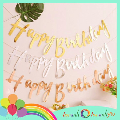 Dây chữ Happy Birthday trang trí sinh nhật màu ánh kim