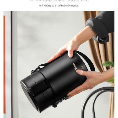 Hộp Cơm Giữ Nhiệt YADEL phong cách Nhật Bản, Inox 304 Chống Tràn Cách Nhiệt 6 Lớp, Chống Bỏng 2 Lớp, Giữ nhiệt lên tới 12h + Tặng đũa thìa inox - Hàng nhập khẩu