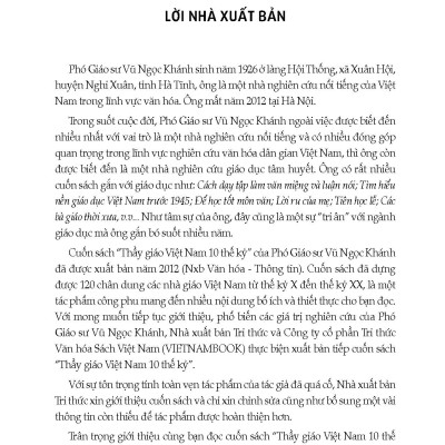 Thầy Giáo Việt Nam 10 Thế Kỷ - Vũ Ngọc Khánh