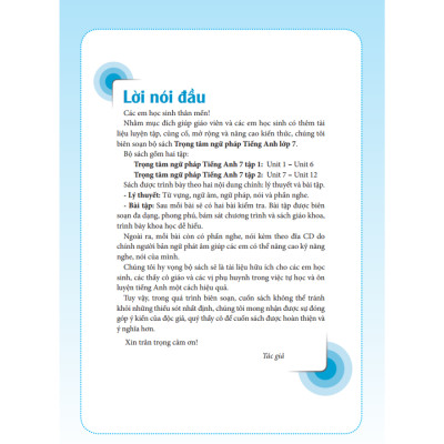 GLOBAL SUCCESS Trọng Tâm Ngữ Pháp Tiếng Anh Lớp 7 Tập 1 (Tái Bản 3)