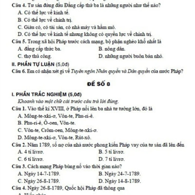 Đề Kiểm Tra Đánh Giá Lịch Sử 8 (Bám Sát SGK Kết Nối)_HA