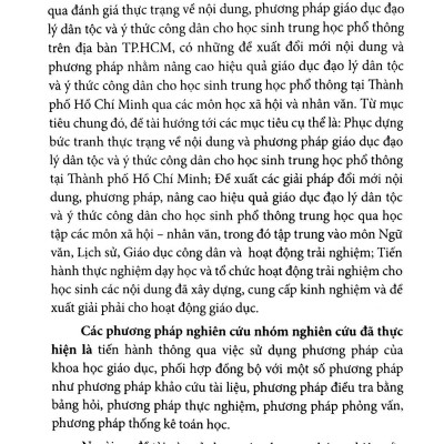 Đổi Mới Giáo Dục Đạo Lý Dân Tộc Và Ý Thức Công Dân Cho Học Sinh Trung Học Phổ Thông Thành Phố Hồ Chí Minh Qua Các Môn Xã Hội - Nhân Văn