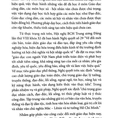 Đổi Mới Giáo Dục Đạo Lý Dân Tộc Và Ý Thức Công Dân Cho Học Sinh Trung Học Phổ Thông Thành Phố Hồ Chí Minh Qua Các Môn Xã Hội - Nhân Văn