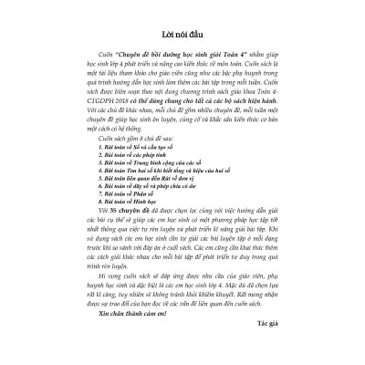 Sách - Chuyên Đề Bồi Dưỡng Học Sinh Giỏi Toán 4 - KV