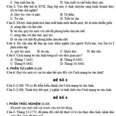 Đề Kiểm Tra Đánh Giá Lịch Sử 8 (Bám Sát SGK Kết Nối)_HA