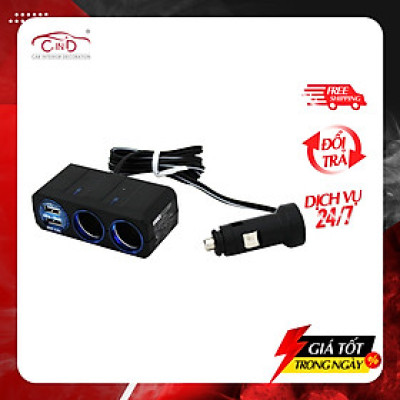 Bộ Chia Tẩu Ô Tô 2 Ổ Và 2 Cổng Usb Có Dây AIR-Q PZ-711