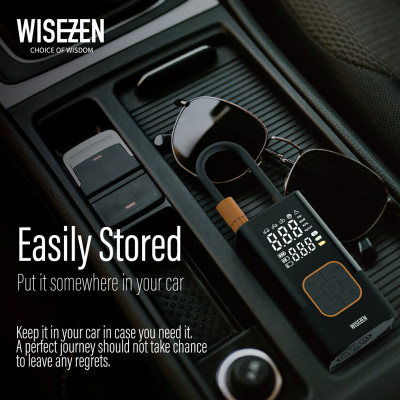 WISEZEN Bơm hơi di động – Sử dụng đa năng, bơm nhanh trong 3 phút, giám sát áp suất lốp an toàn.
