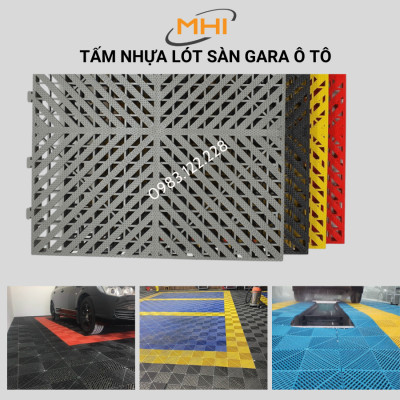 [COMBO 11] Thảm nhựa lót sàn gara ô tô MHI - Cao 2.5 cm / trung tâm chăm sóc xe ô tô, khu vực rửa xe ô tô