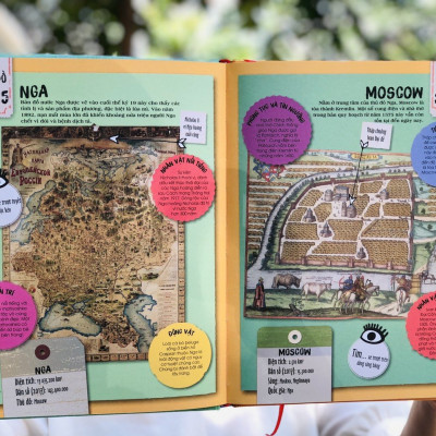 Sách Khám Phá - 80 Bản Đồ Vòng Quanh Thế Giới - Khám Phá Thế Giới Cùng Cuốn Bản Đồ Khổng Lồ, Gồm 52 Tấm Bản Đồ Minh Họa Sinh Động -  Á Châu Books, Bìa Cứng, In Màu