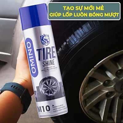 Xịt Dưỡng Bóng Vỏ Lốp Ô Tô OMINO M10 500ml, Phục Hồi Lốp Xe, Nhựa Đen
