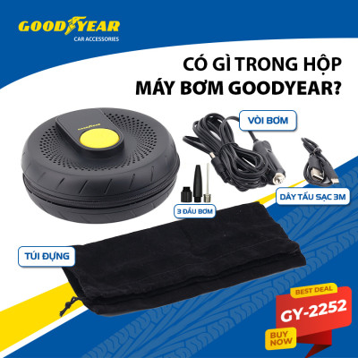 Máy Bơm Lốp Ô Tô Không Dây Tích Điện Tự Ngắt Đa Năng GOODYEAR GY -2252