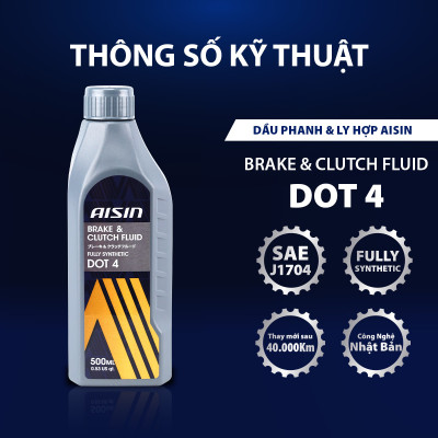 Dầu Phanh Và Ly Hợp Tổng Hợp AISIN Dot 4 500ml BFSDT405L - Nhập Khẩu Chính Hãng