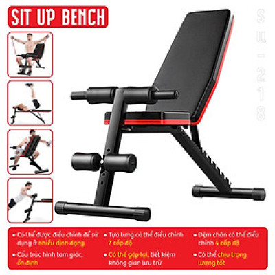 BG Ghế tập thể dục đa năng,SU- 222 - 220 - 218 Hỗ trợ tập các bài tập tạ,cơ bụng,cơ tay gấp gọn,Chất liệu khung thép và đệm xốp bọc da PU (hàng nhập khẩu)