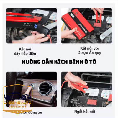 Kích Bình Ô Tô, Bộ Kích Ắc Quy Ô Tô Đa Năng 4IN1 Soulor Kích Điện Ô Tô, Bơm Lốp Ô Tô, Sạc Dự Phòng, Đèn Pin - Hàng Nhập Khẩu