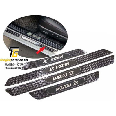 Combo ỐP BẬC CỐP VÀ BẬC CỬA xe Mazda 3 2020 vân Carbon