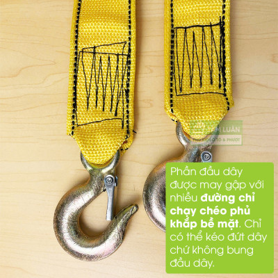 Cáp cứu hộ, dây kéo xe hơi chất liêu vải dù, dây cáp kéo xe ô tô dài 4 mét, dây kéo cứu hộ xe 5 tấn