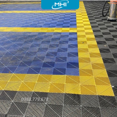 [COMBO 11] Thảm nhựa lót sàn gara ô tô MHI - Cao 2.5 cm / trung tâm chăm sóc xe ô tô, khu vực rửa xe ô tô