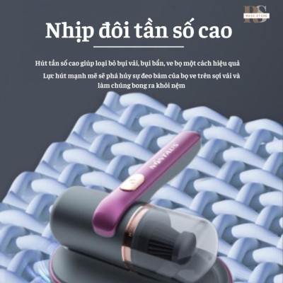 Máy hút bụi giường nệm cầm tay không dây, Máy hút bụi mini lực hút 10000PA kèm lõi lọc HEPA hút bụi diệt khuẩn hiệu quả