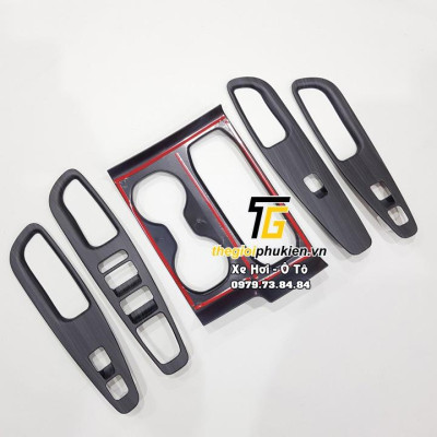 Ốp nội thất vân gỗ cho Hyundai Santafe 2019 Cao cấp - gỗ đen