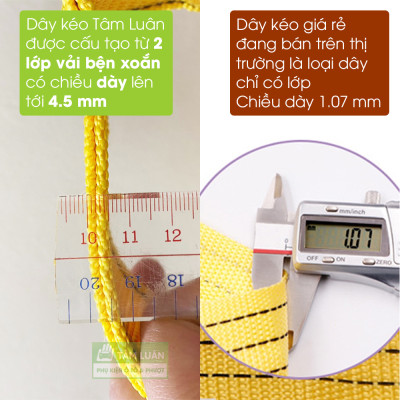 Cáp cứu hộ, dây kéo xe hơi chất liêu vải dù, dây cáp kéo xe ô tô dài 4 mét, dây kéo cứu hộ xe 5 tấn