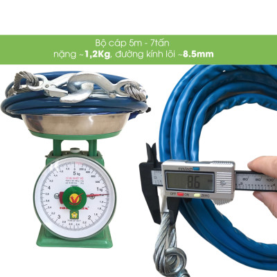 Dây cáp kéo xe ô tô, dây kéo cứu hộ xe ô tô thép chuyên dụng chắc chắn trọng tải 5 tấn, 7 tấn, phụ kiện xe hơi Tâm Luân