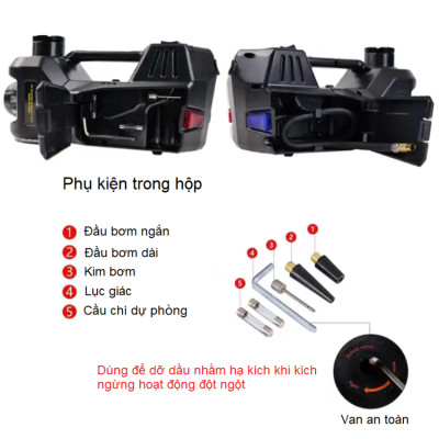 Bộ nâng kích gầm điện kiêm máy bơm lốp ô tô đa năng Dùng cho các xe có trọng tải dưới 5 tấn nhãn hiệu ROGTZ Công suất 150W - Hàng nhập khẩu