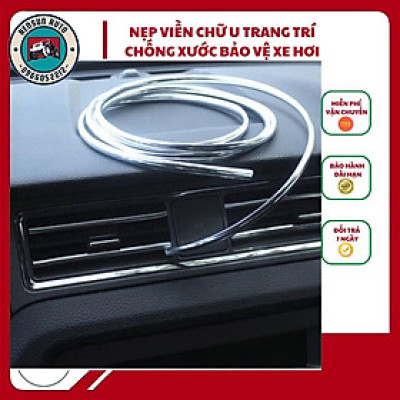 Dán viền trang trí xe hơi mạ crom - Nẹp chữ U trang trí, chống xước, bảo vệ xe, cuộn dài 12m