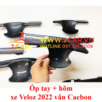 Ốp tay nắm, hõm cửa CARBON xe Toyota Veloz 2022 2023 vân cacbon cao cấp