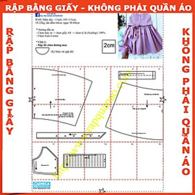 Rập đầm dây bé gái - Rập giấy A0 mã R360 (BẢN VẼ)