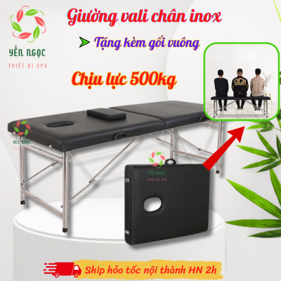 Giường Spa Massage Cao Cấp Gấp Gọn - Giường Vali Chân Inox,Gỗ Hỗ Trợ Phun Xăm, Massage