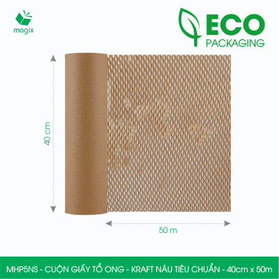 MHP5NS - 40cm x 50m -  Cuộn giấy tổ ong chống sốc - Kraft nâu Tiêu Chuẩn - Giấy gói hàng, gói quà