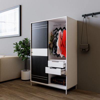 [Happy Home Furniture] TAKO, Tủ quần áo 2 cánh lùa - chân sắt , 120cm x 54cm x 180cm ( DxRxC), TCL_035