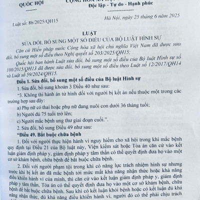 Bộ Luật Hình sự ( Sửa đổi, bổ sung năm 2025 ) - Bộ Luật Tố Tụng Hình Sự ( Sửa đổi, bổ sung năm 2025 )