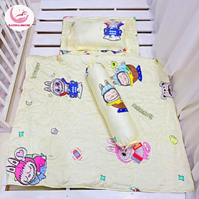 Combo trọn bộ chăn gối nệm cho bé đi học Katina House, vải tencel 60s mát mịn, giúp bé ngủ ngon